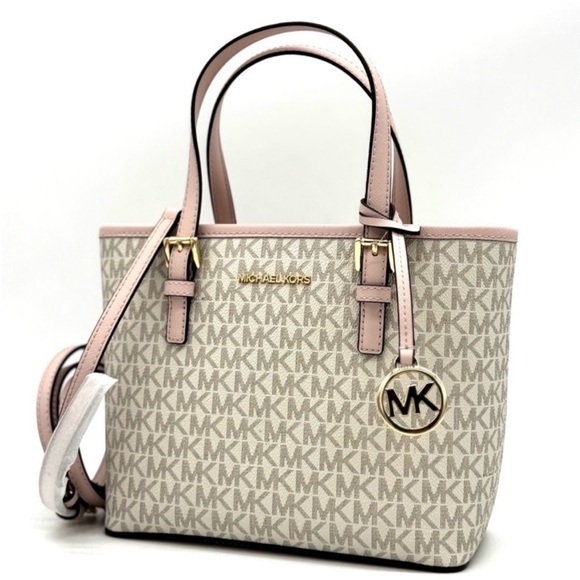 Michael Kors Handbags - Michael Kors Jet Set Travel Extra-Small Logo Top-Zip Tote Bag Powder Blush Multi